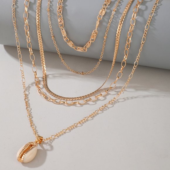 Layered Gold Shell Necklace - Picture 3 of 3